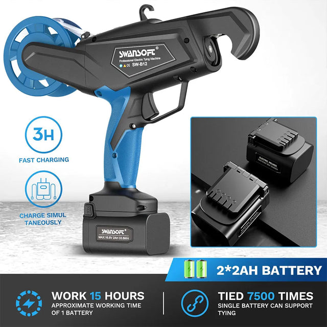 Aparat de Legat Vița de Vie Electric Swansoft B12 (25mm) - Kit Complet 2 Acumulatori